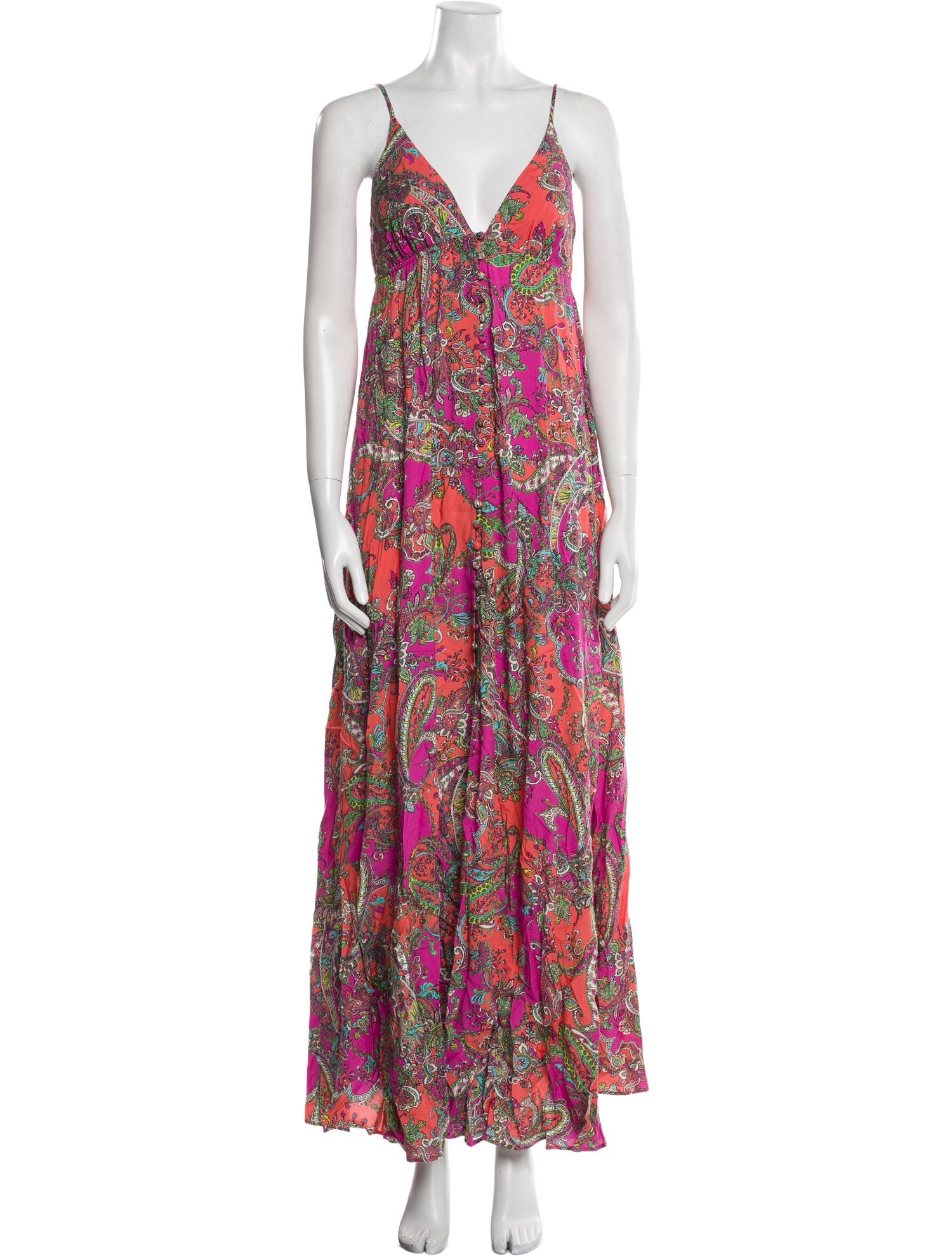 L'Agence Paisley Print Long Dress