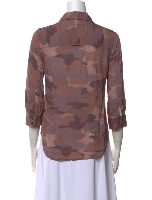 L'Agence Printed Three-Quarter Sleeve Button-Up Top