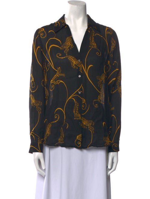 L'Agence Silk Printed Button-Up Top