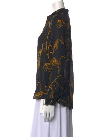 L'Agence Silk Printed Button-Up Top