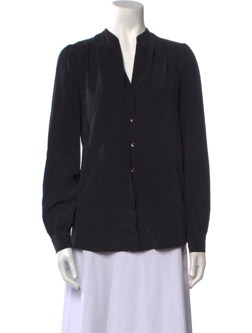 L'Agence Silk V-Neck Button-Up Top