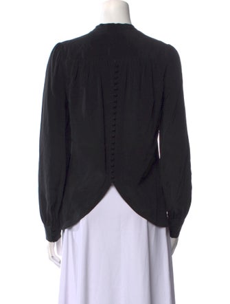 L'Agence Silk V-Neck Button-Up Top