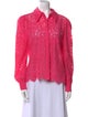 L'Agence Nylon Lace Pattern Button-Up Top