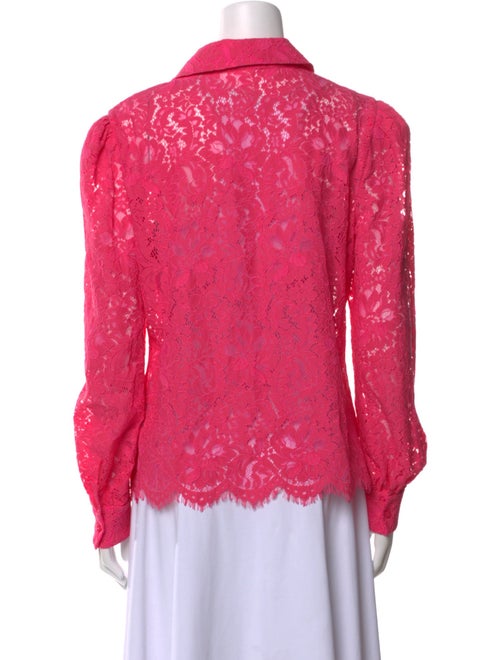 L'Agence Nylon Lace Pattern Button-Up Top