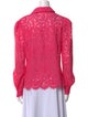 L'Agence Nylon Lace Pattern Button-Up Top