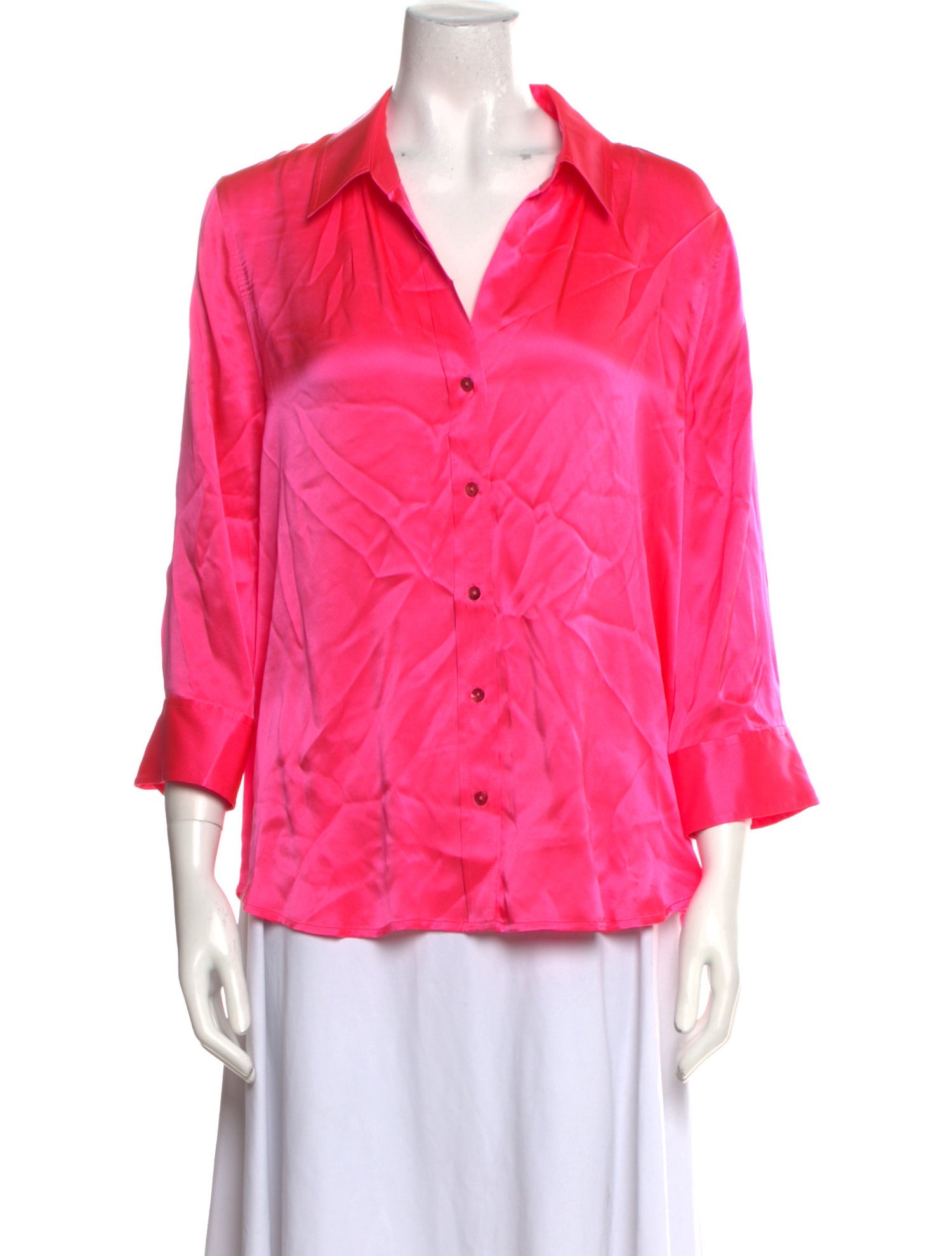 L'Agence Silk Three-Quarter Sleeve Blouse