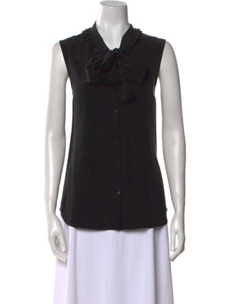 L'Agence Silk Tie Neck Button-Up Top