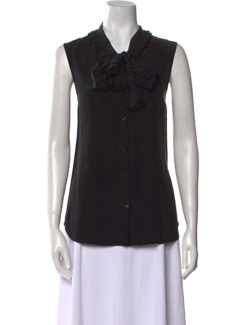 L'Agence Silk Tie Neck Button-Up Top