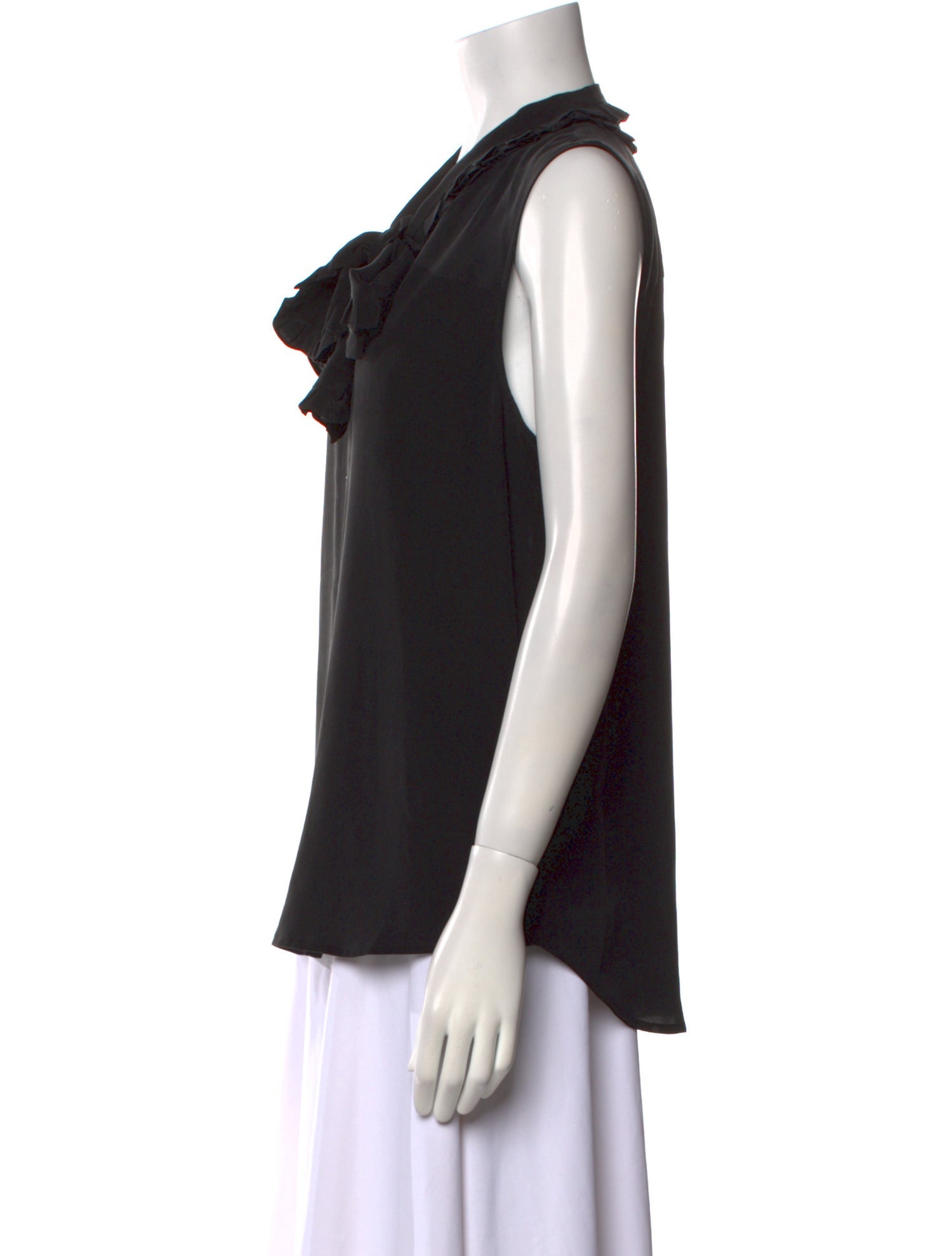 L'Agence Silk Tie Neck Button-Up Top