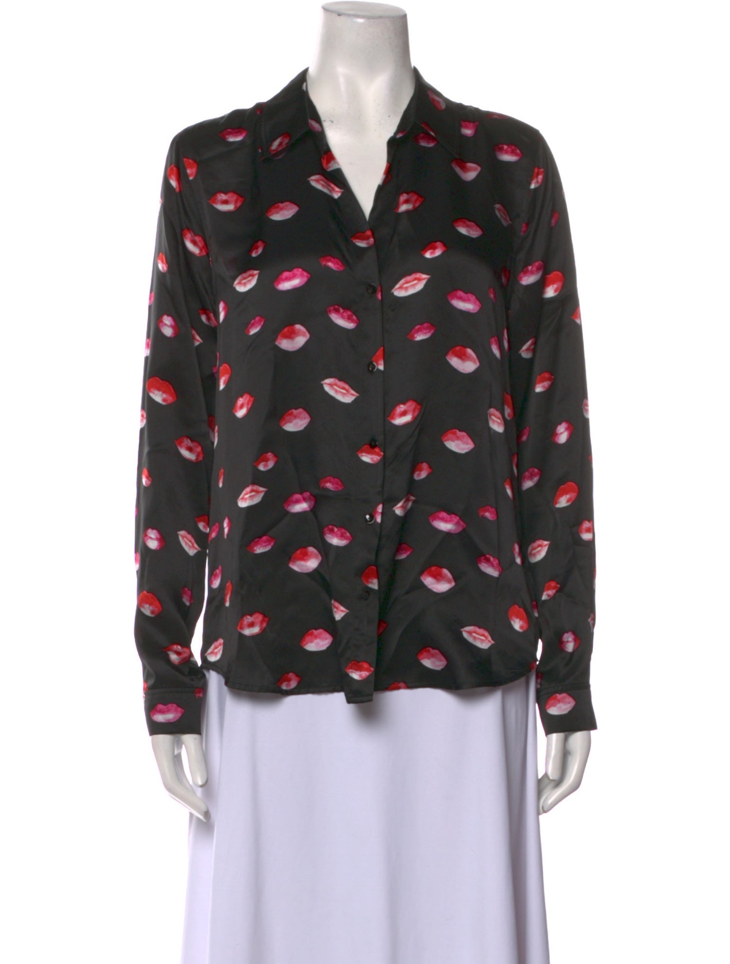L'Agence Silk Printed Button-Up Top