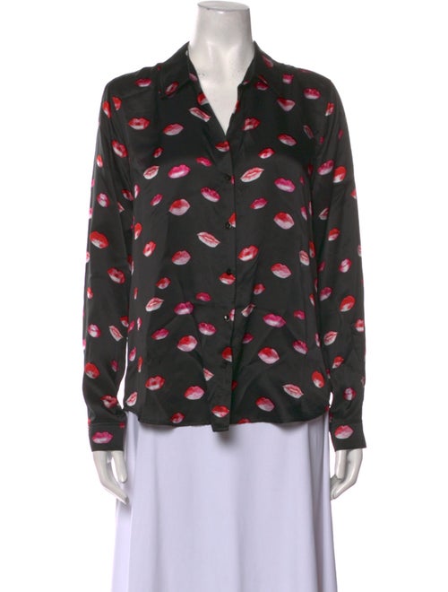 L'Agence Silk Printed Button-Up Top