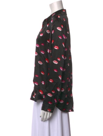 L'Agence Silk Printed Button-Up Top