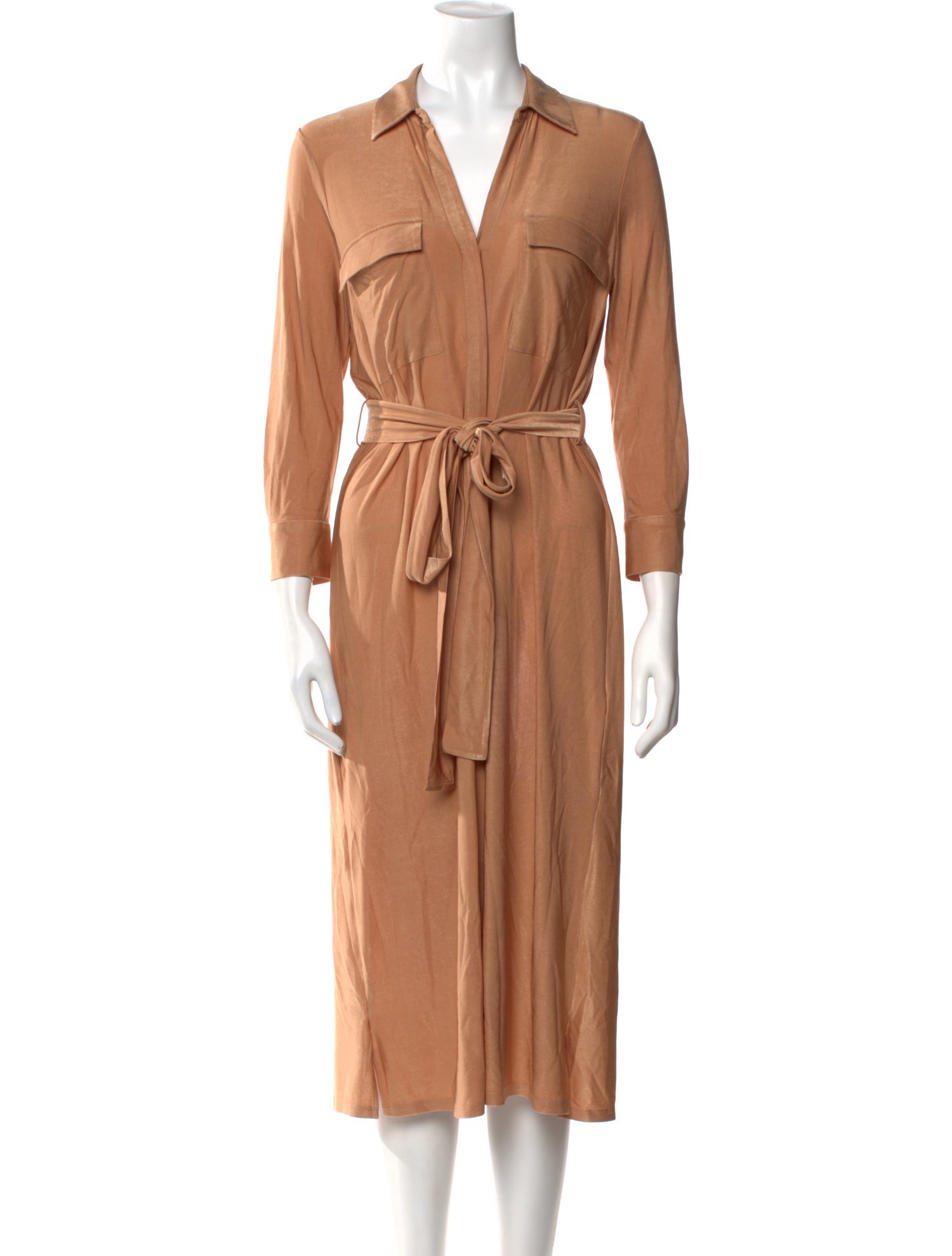 L'Agence V-Neck Midi Length Dress