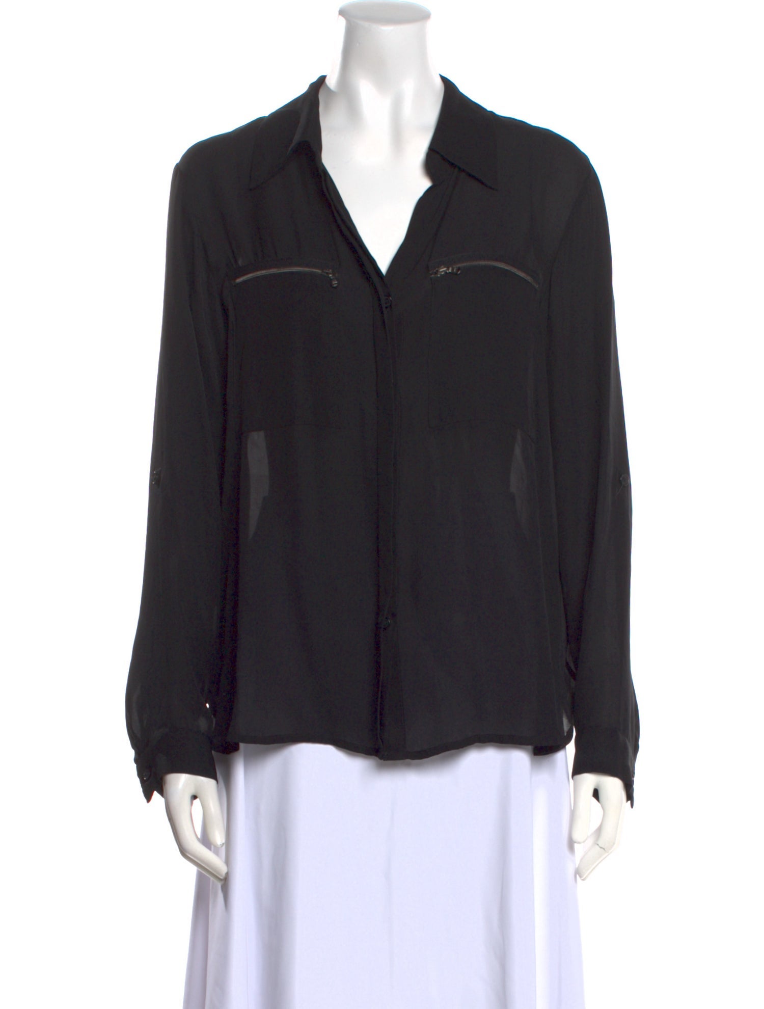 L'Agence Silk Long Sleeve Button-Up Top