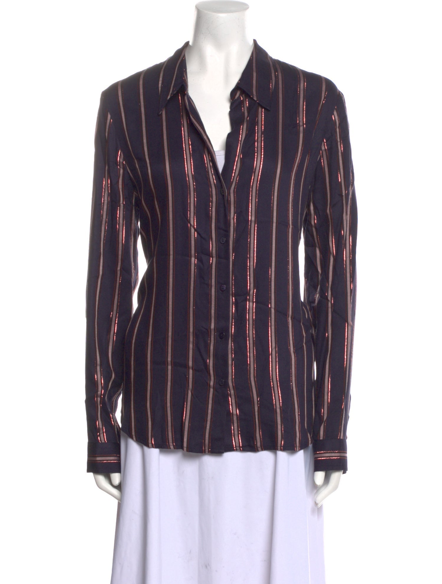 L'Agence Striped Long Sleeve Button-Up Top w/ Tags