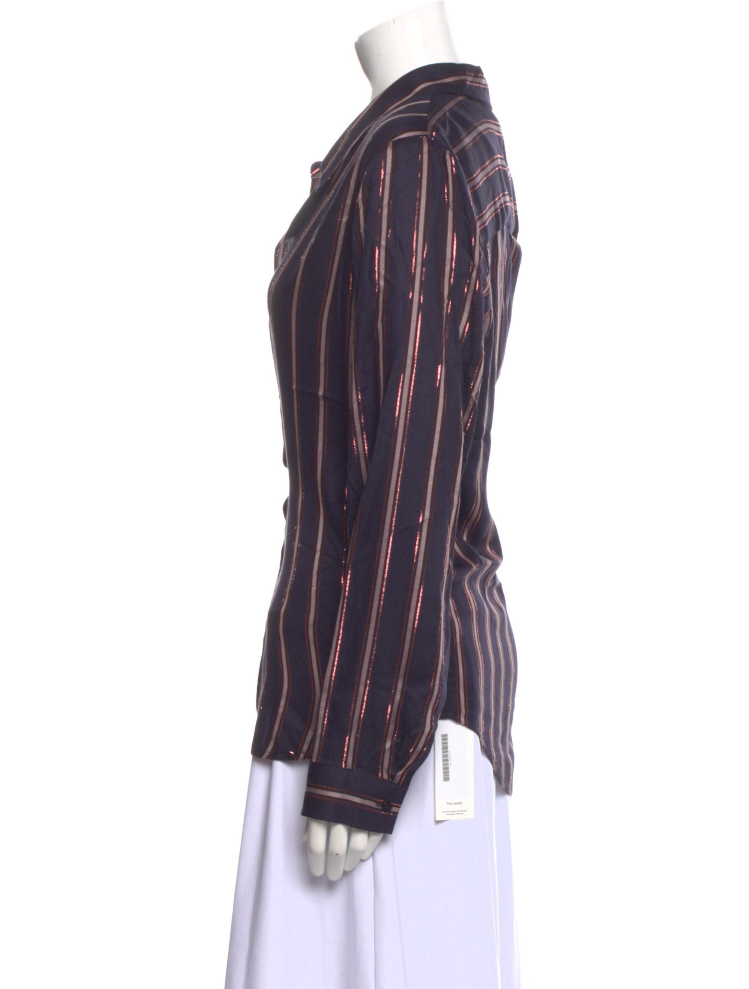 L'Agence Striped Long Sleeve Button-Up Top w/ Tags