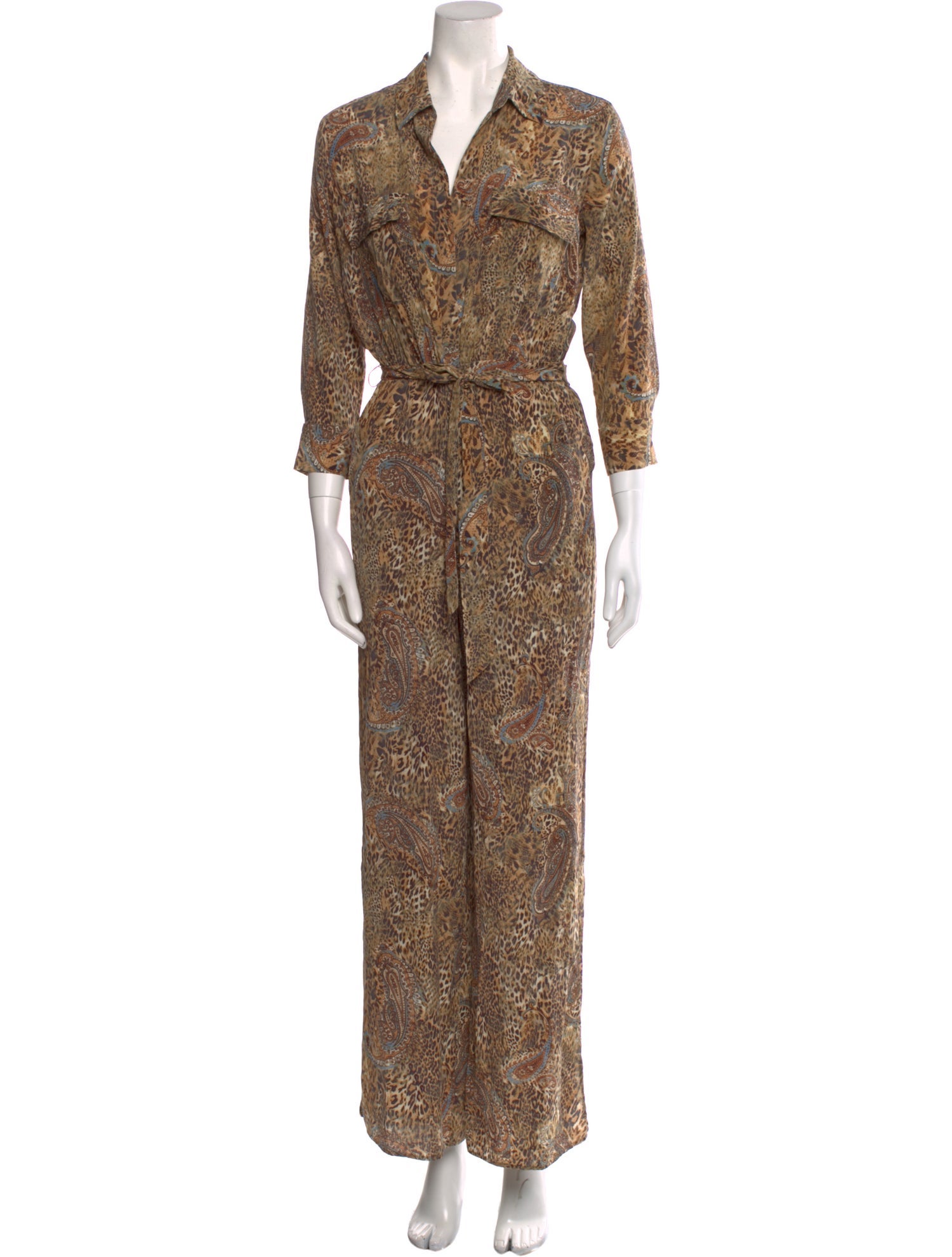 L'Agence Silk Animal Print Jumpsuit