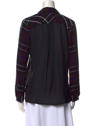 L'Agence Plaid Print Long Sleeve Button-Up Top