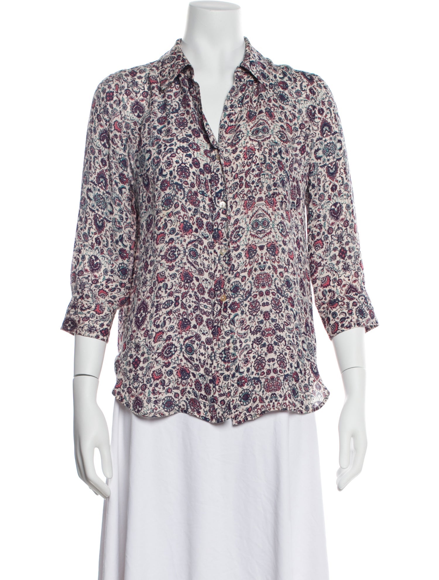 L'Agence Silk Floral Print Blouse