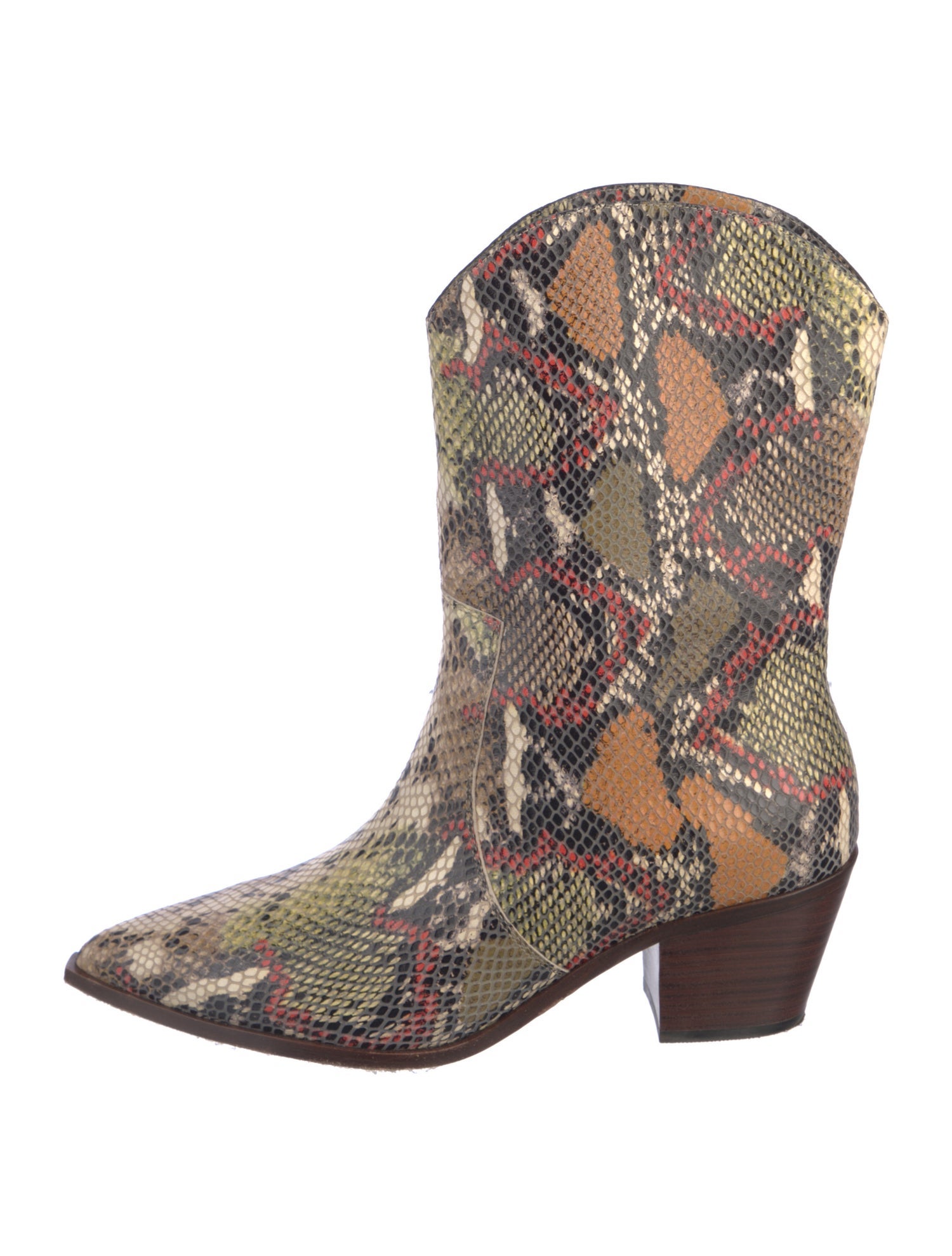 L'Agence Snakeskin Animal Print Western Boots