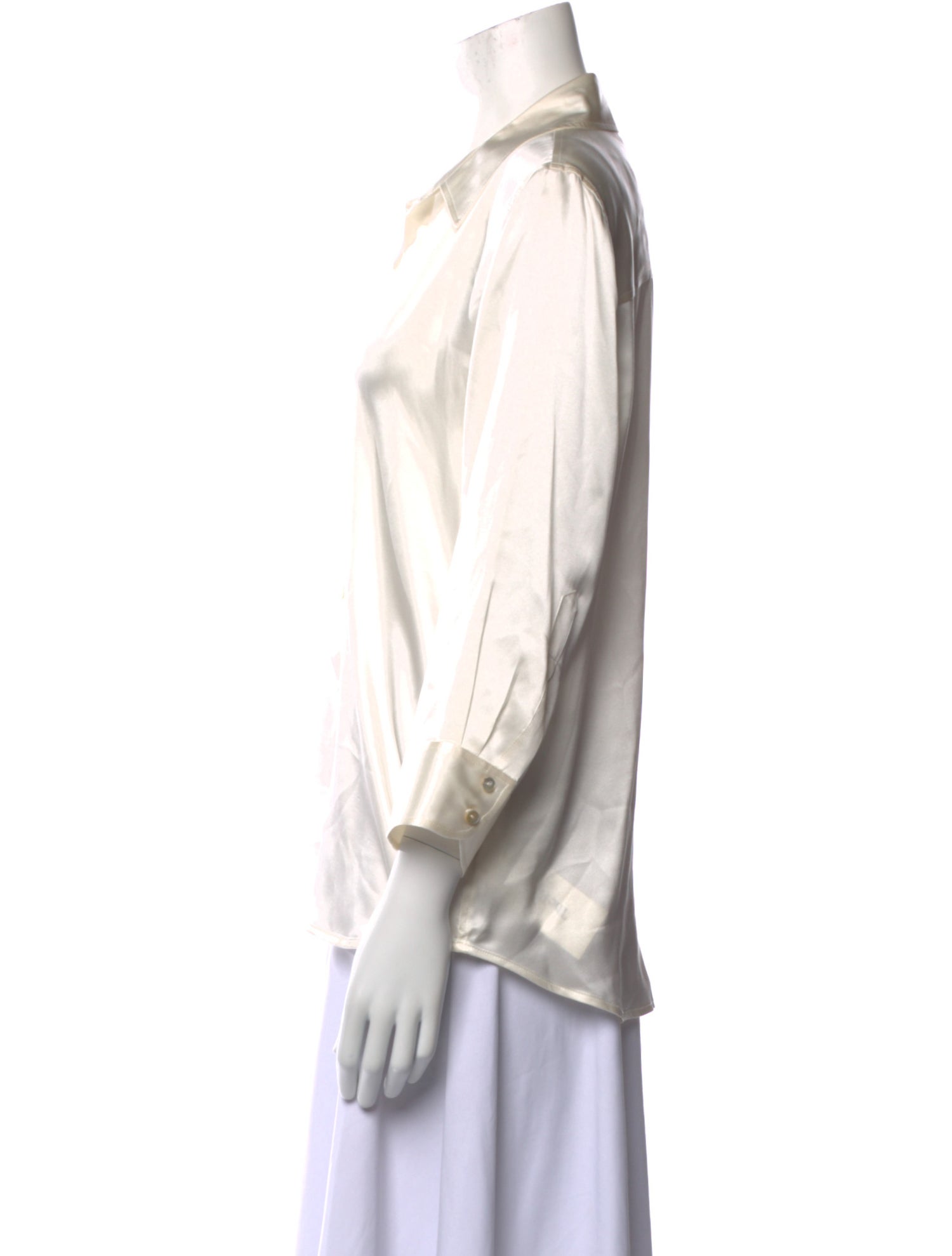 L'Agence Silk Three-Quarter Sleeve Button-Up Top