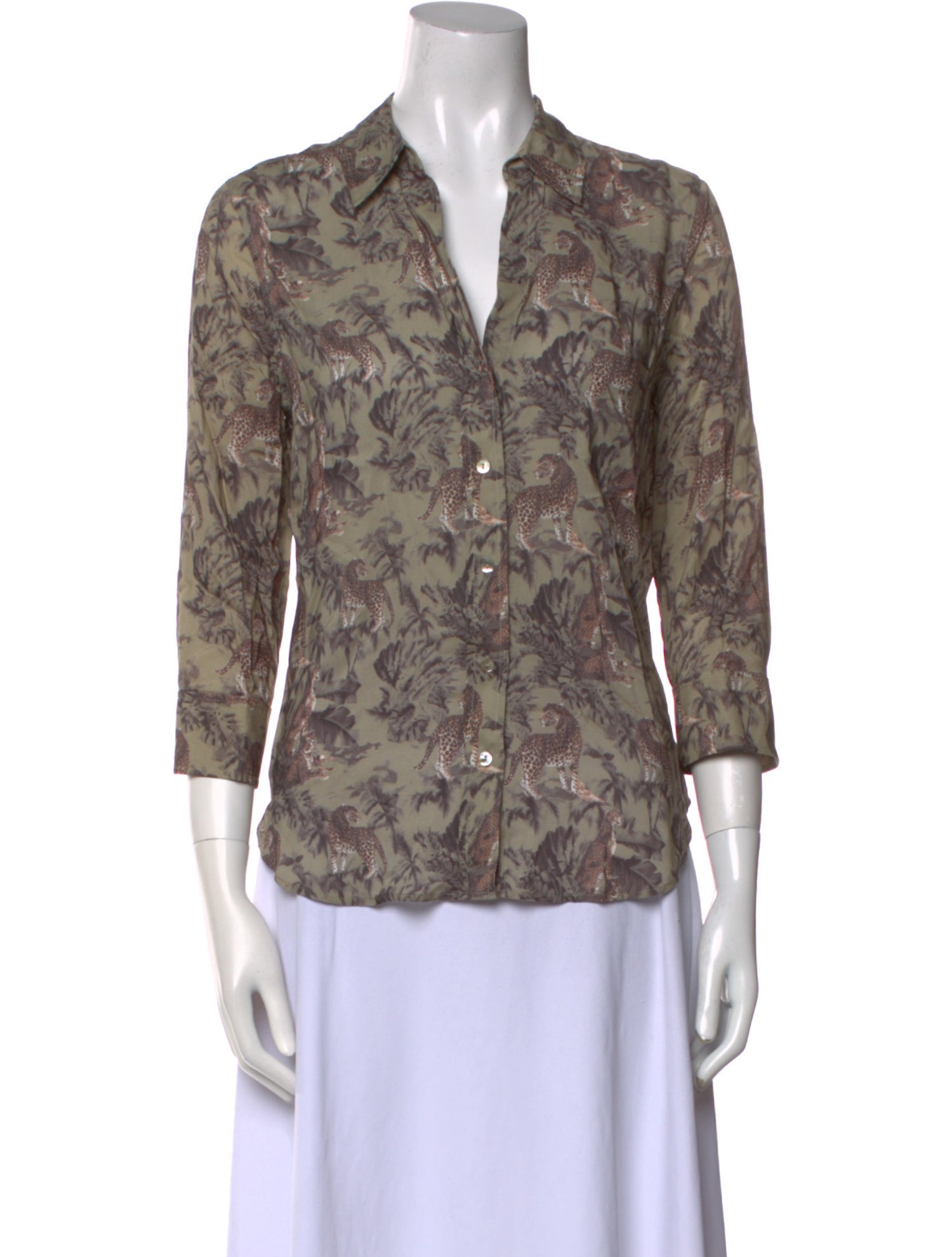 L'Agence Floral Print V-Neck Blouse