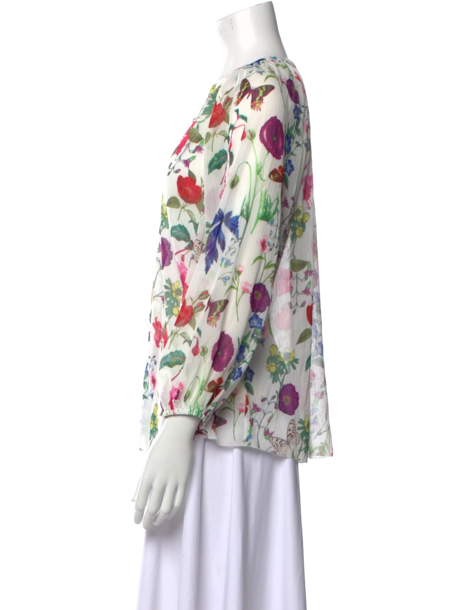 L'Agence Floral Print V-Neck Blouse