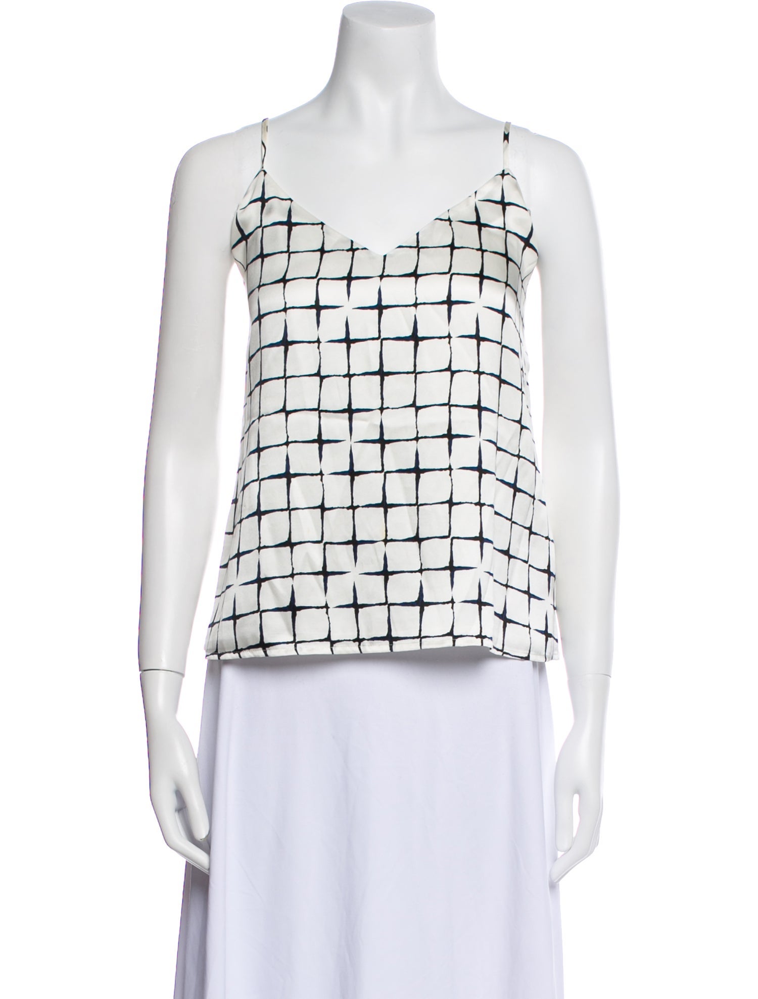 L'Agence Silk Plaid Print Top