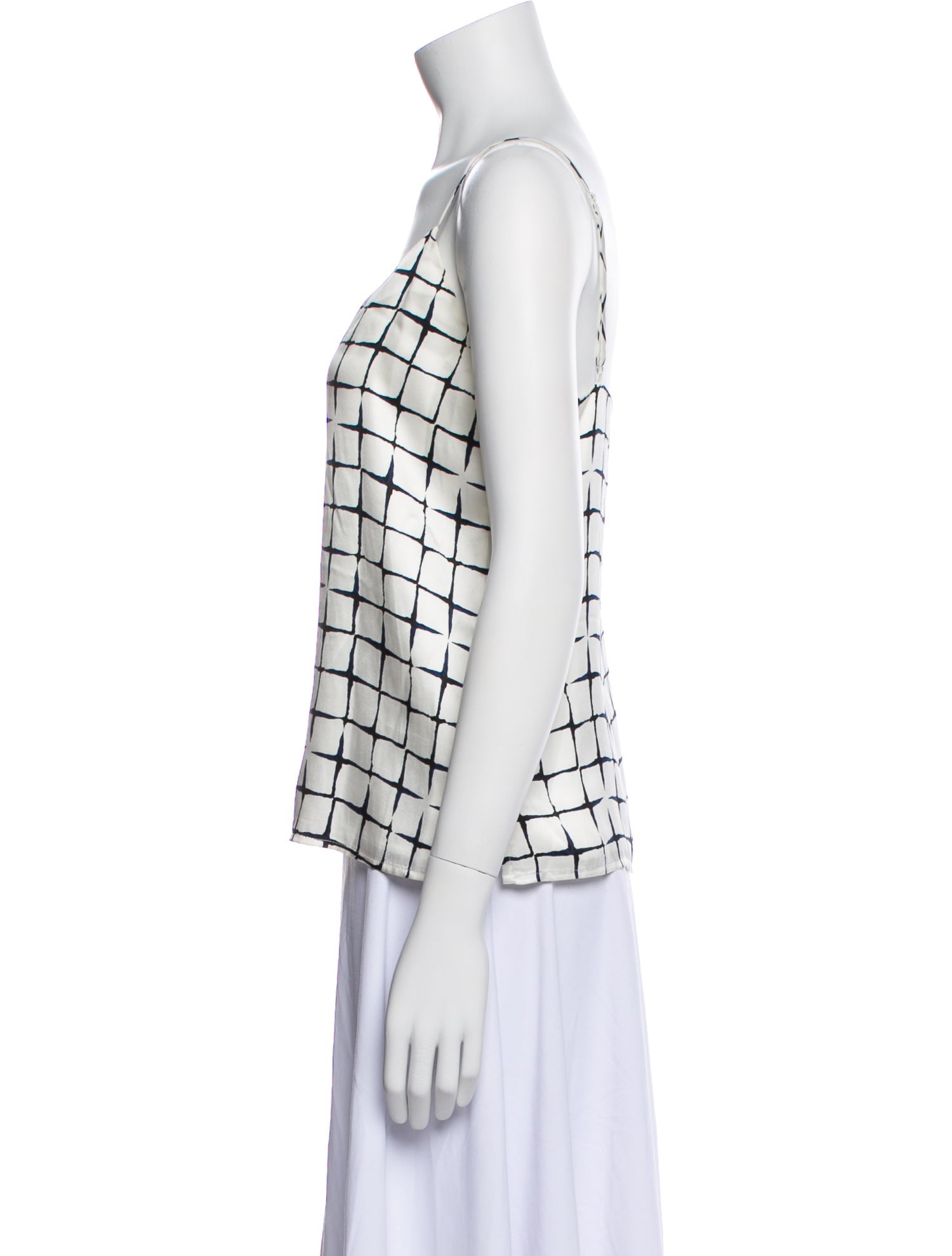 L'Agence Silk Plaid Print Top