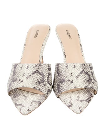 L'Agence Leather Animal Print Slides