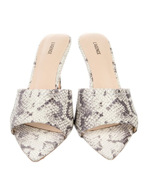 L'Agence Leather Animal Print Slides