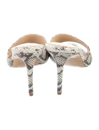 L'Agence Leather Animal Print Slides