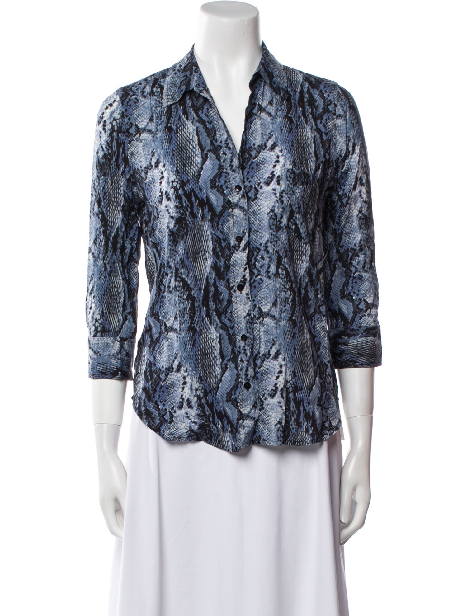 L'Agence Animal Print Three-Quarter Sleeve Button-Up Top w/ Tags