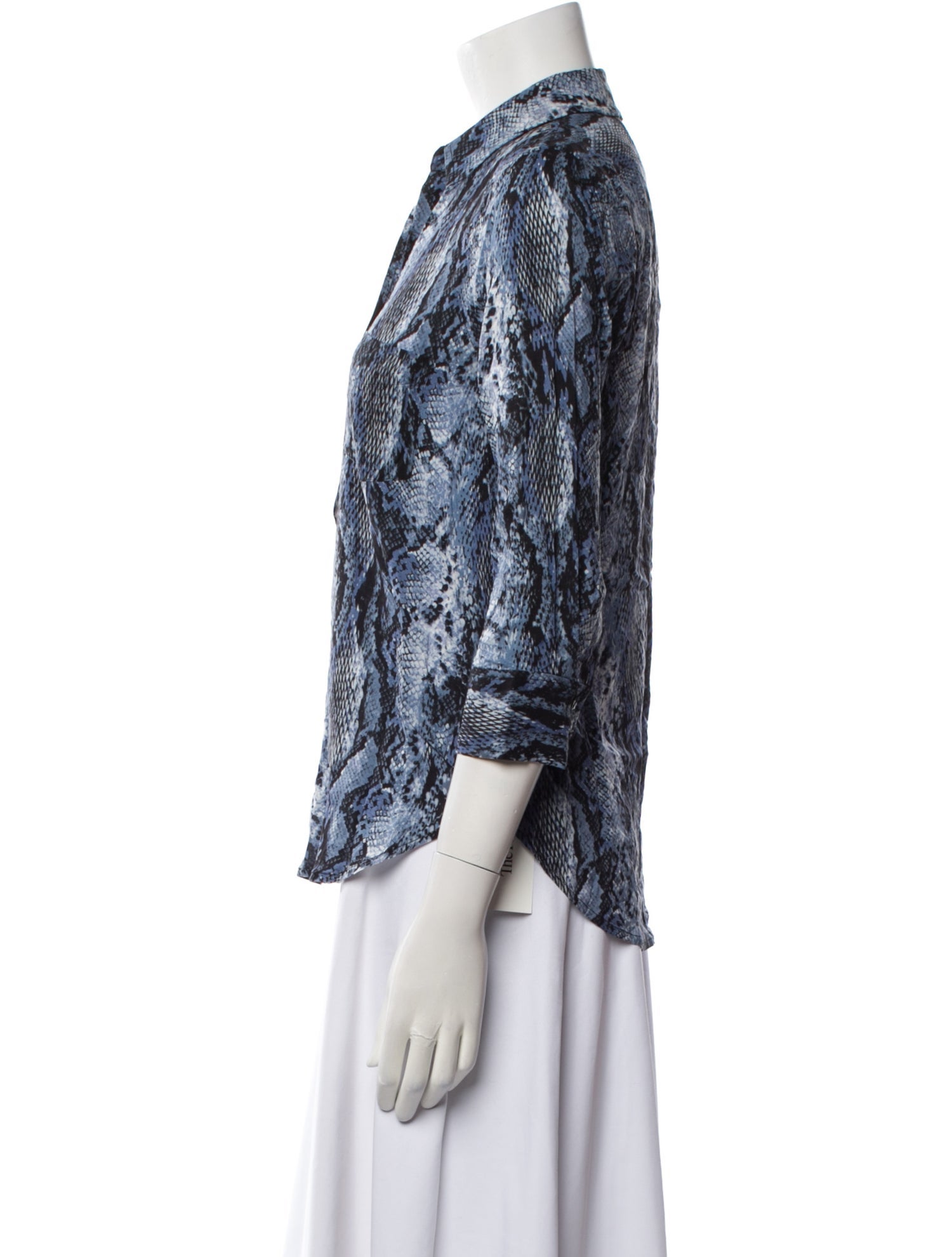 L'Agence Animal Print Three-Quarter Sleeve Button-Up Top w/ Tags