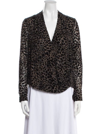 L'Agence Animal Print V-Neck Blouse