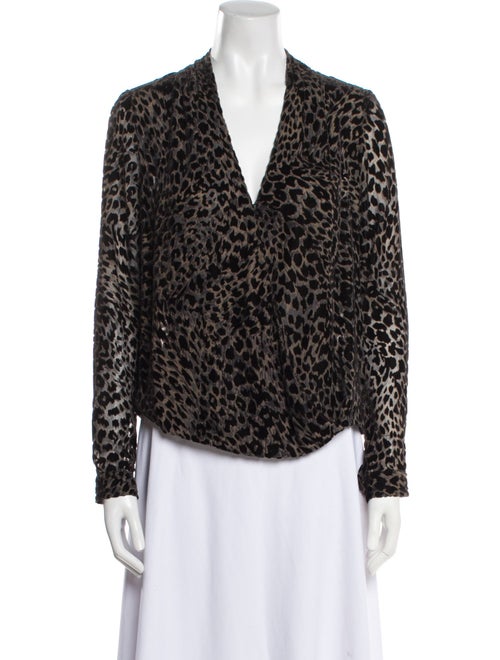 L'Agence Animal Print V-Neck Blouse
