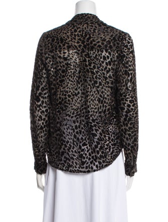 L'Agence Animal Print V-Neck Blouse