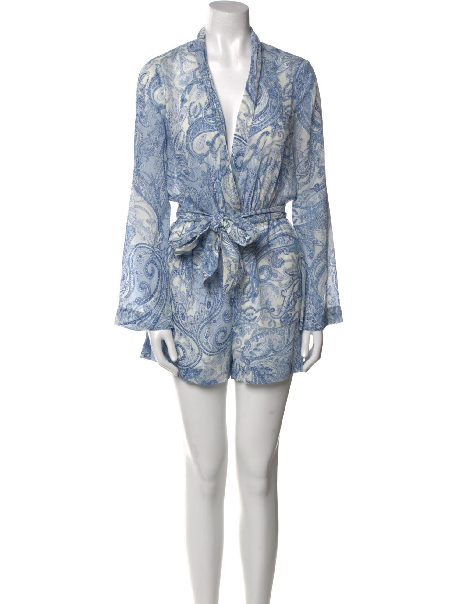 L'Agence Paisley Print Plunge Neckline Romper