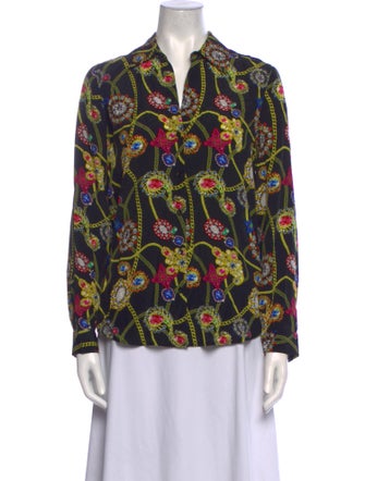 L'Agence Silk Printed Button-Up Top