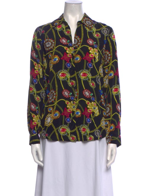 L'Agence Silk Printed Button-Up Top