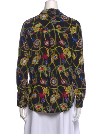 L'Agence Silk Printed Button-Up Top