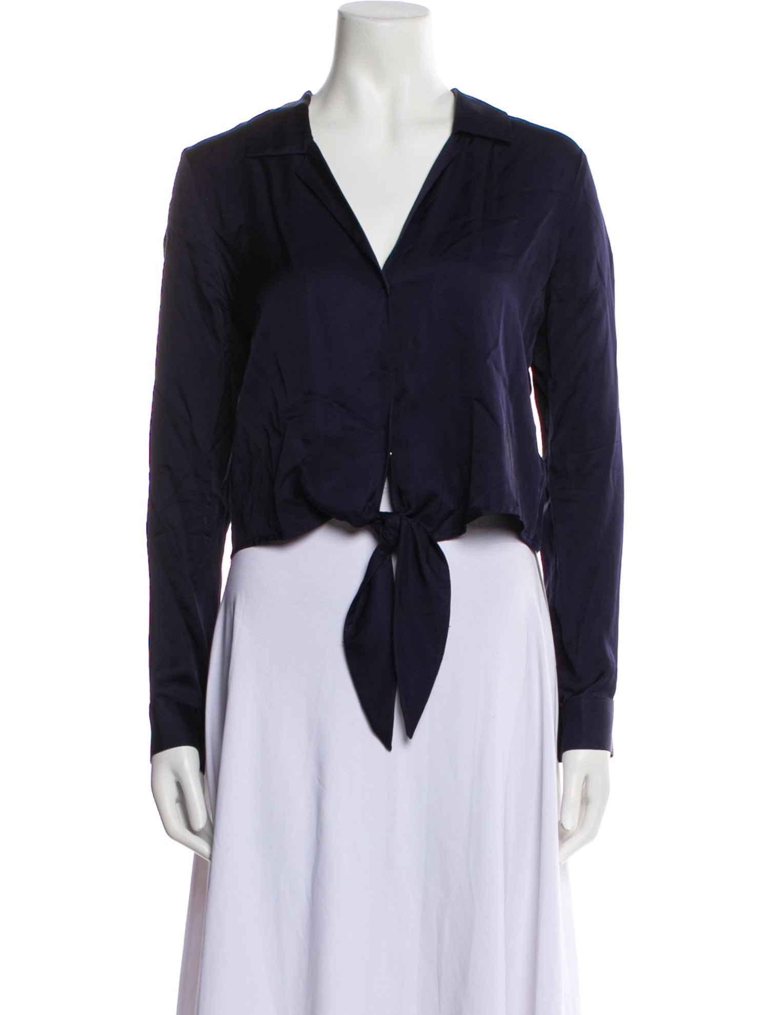 L'Agence V-Neck Long Sleeve Crop Top