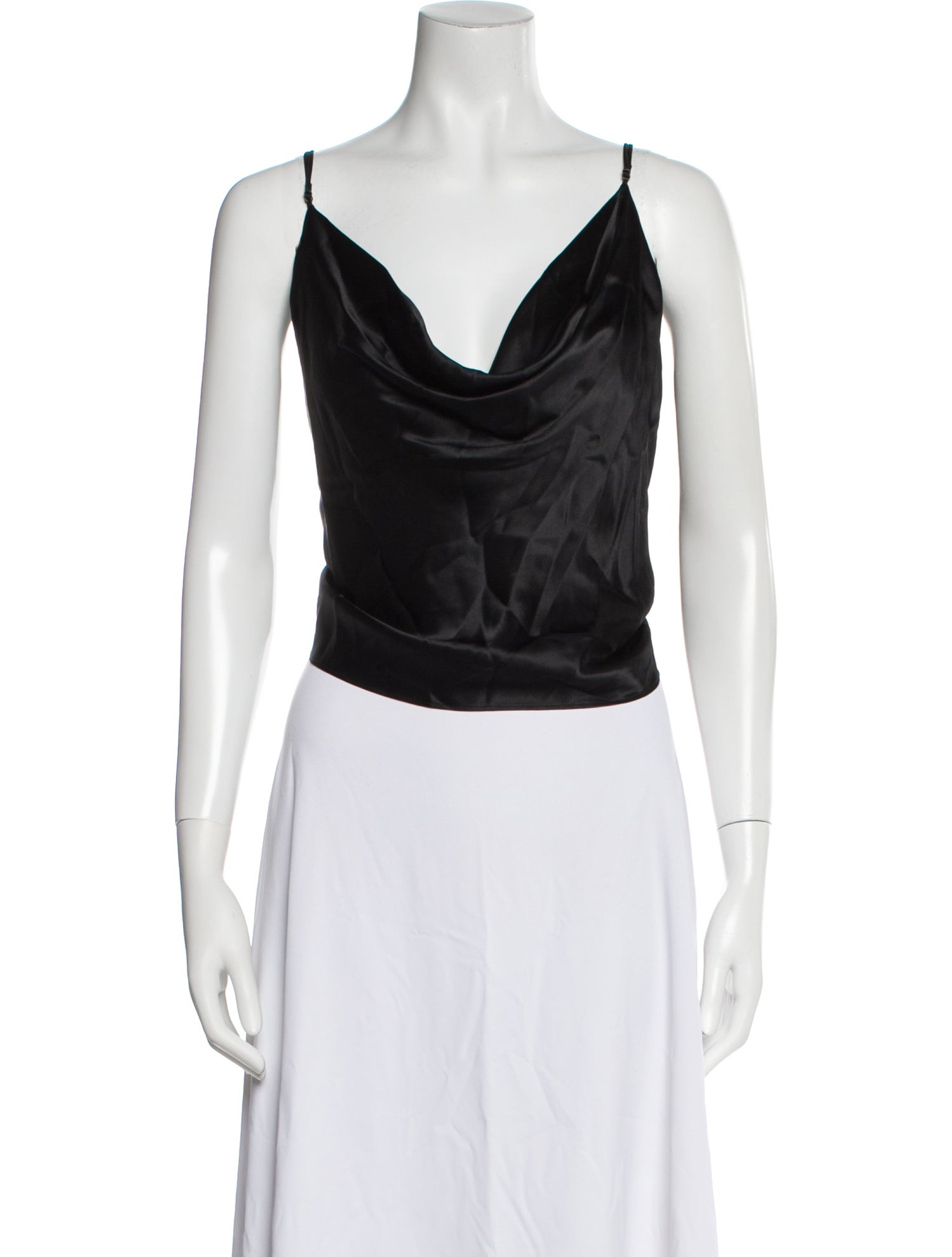 L'Agence Silk Cowl Neck Crop Top