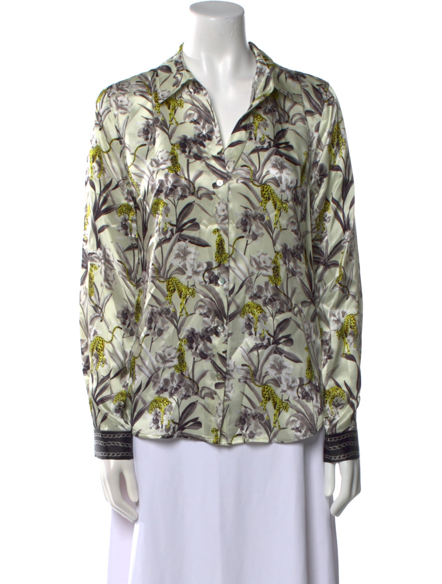 L'Agence Silk Printed Button-Up Top w/ Tags