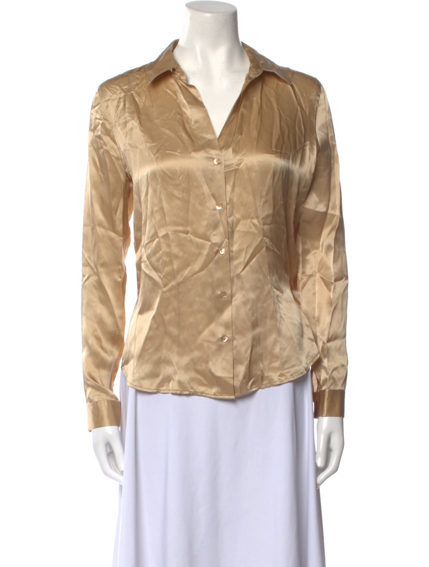 L'Agence Silk Long Sleeve Button-Up Top