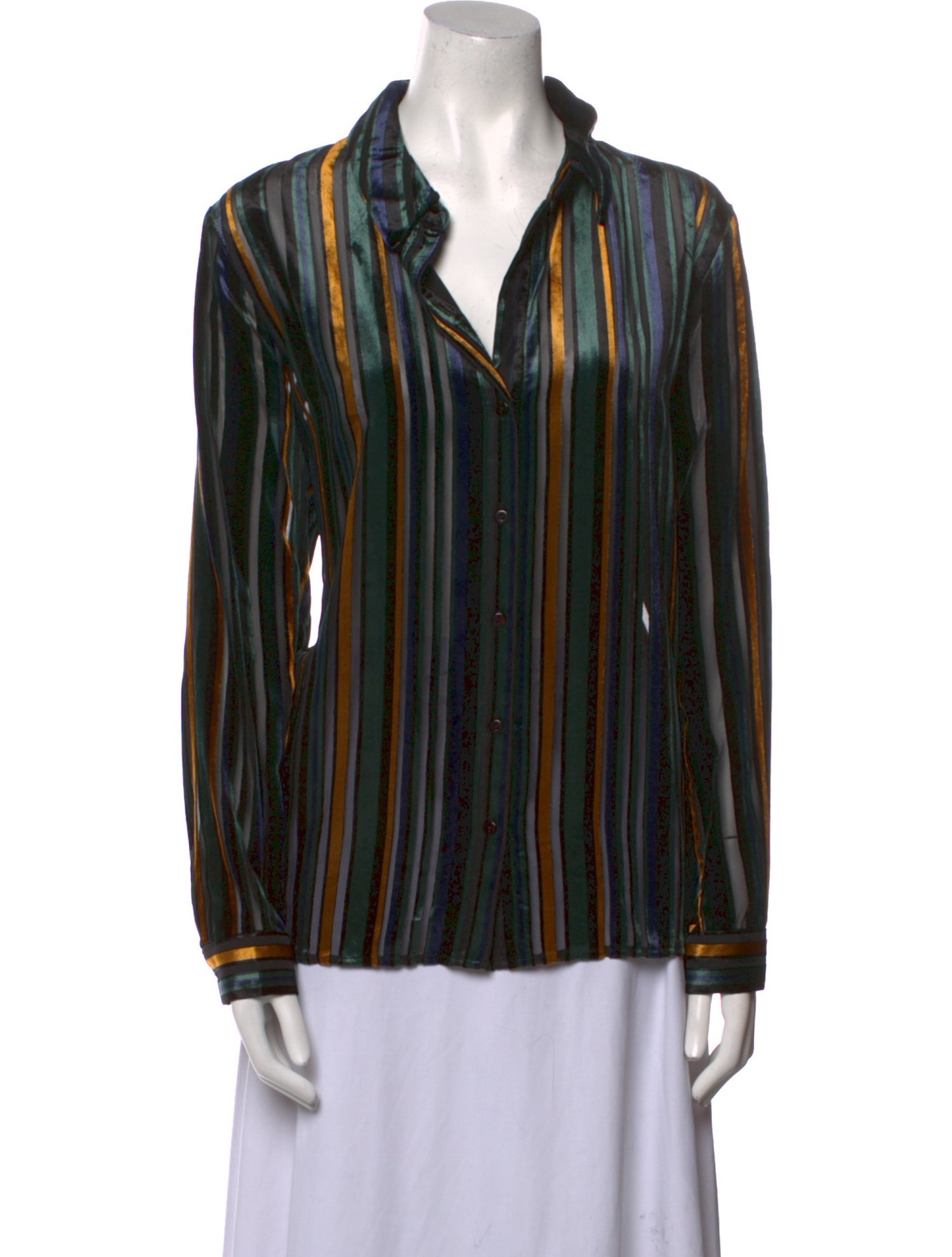 L'Agence Striped Long Sleeve Button-Up Top