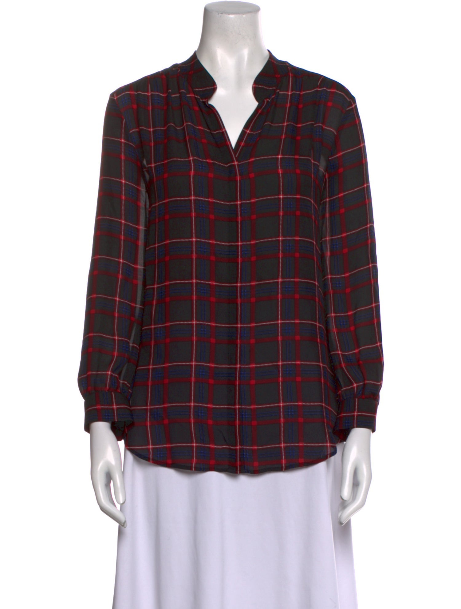 L'Agence Silk Plaid Print Blouse