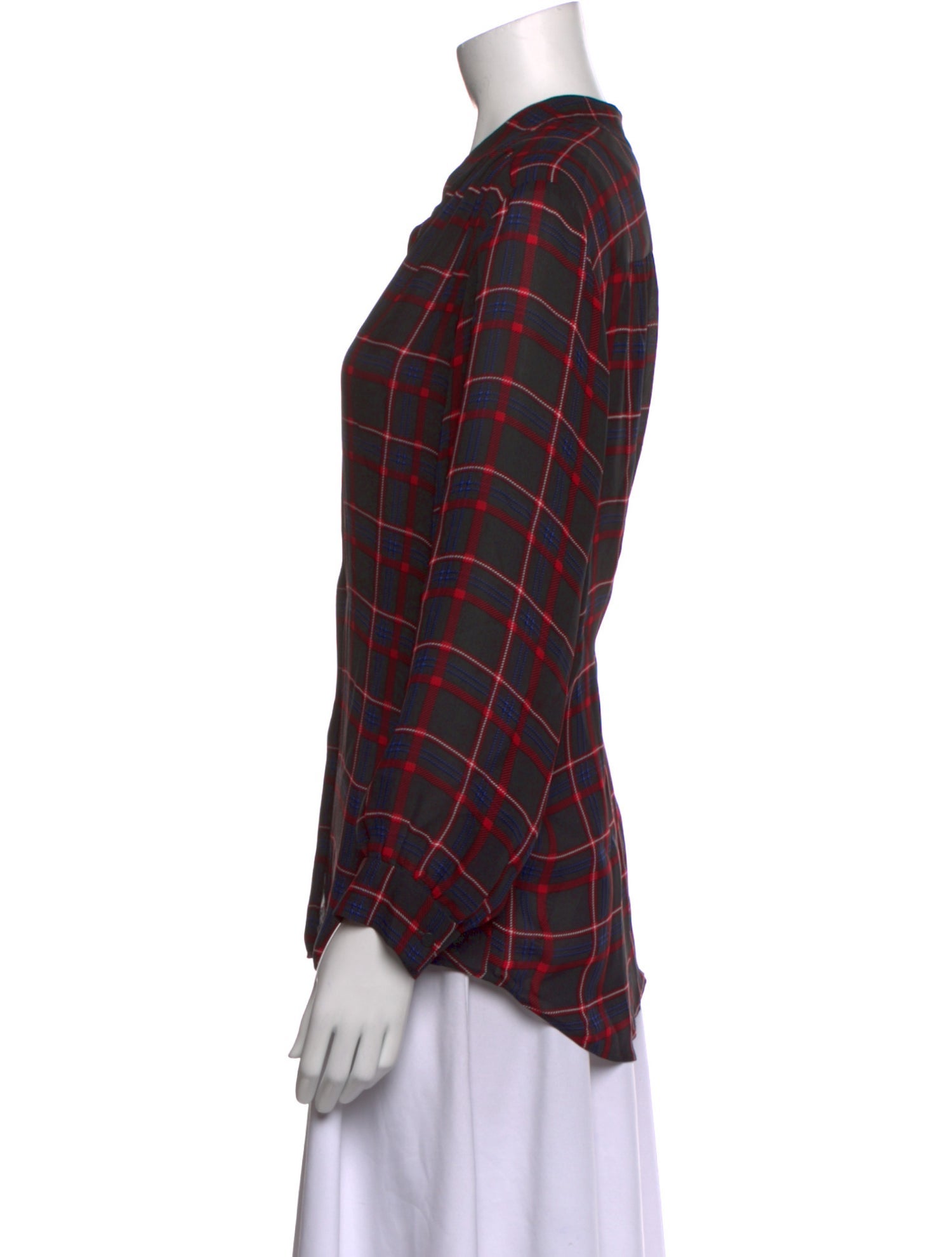 L'Agence Silk Plaid Print Blouse