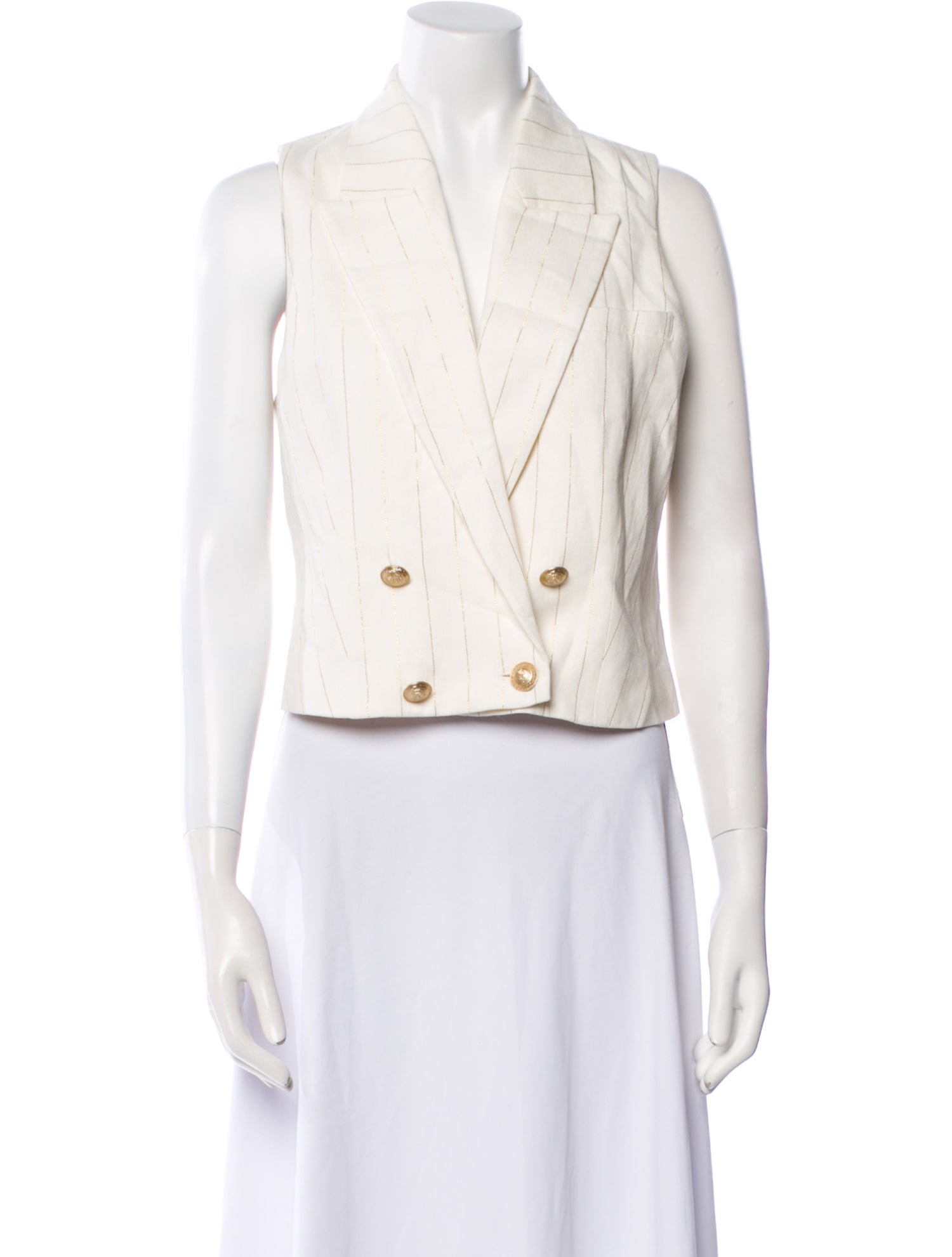 L'Agence Linen V-Neck Crop Top