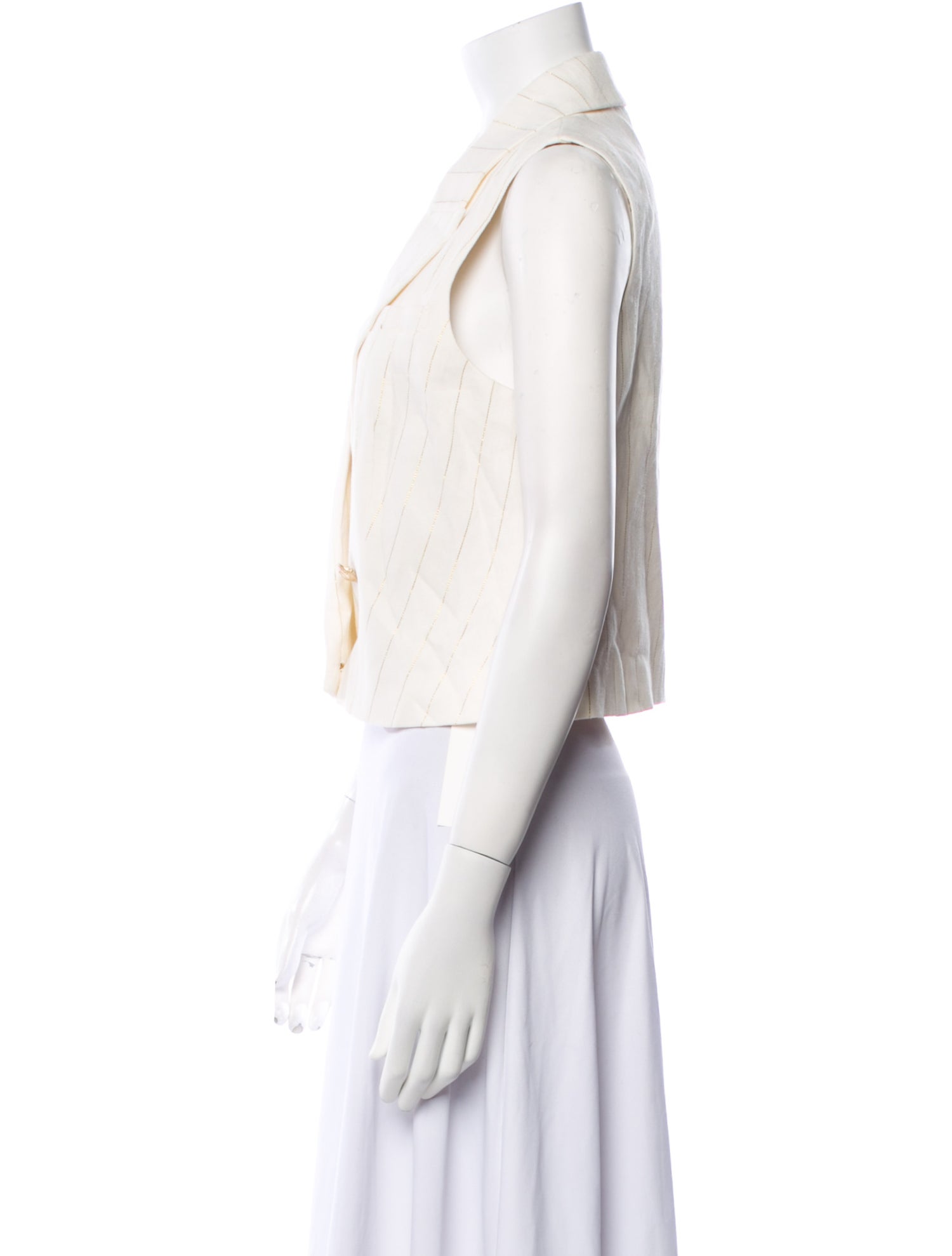 L'Agence Linen V-Neck Crop Top